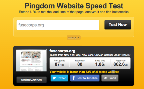 FuseCorps.org Performance on WP Engine